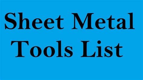 sheet metal fabrication skills|sheet metal mechanic tool list.